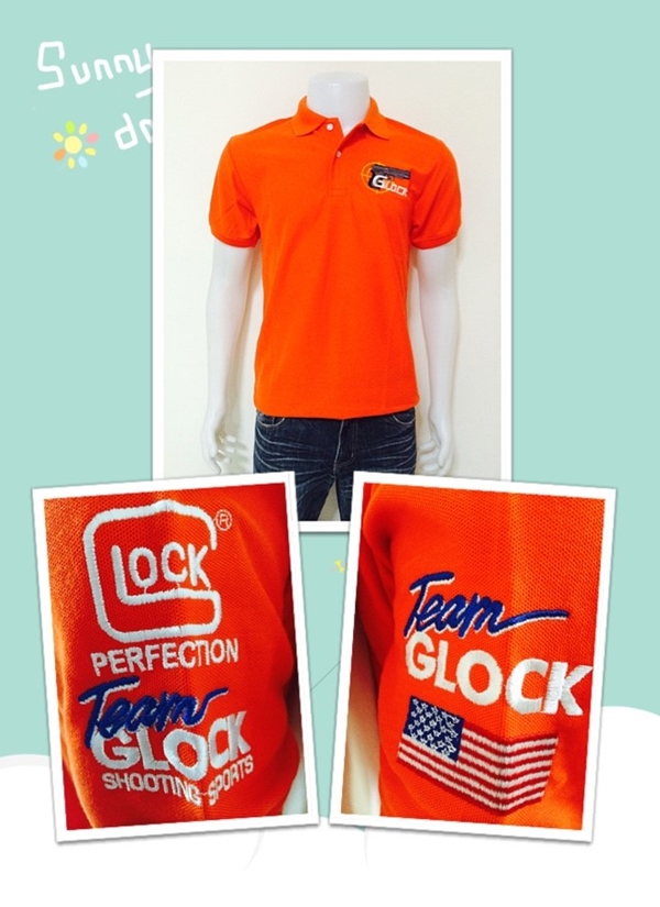 เสื้อโปโลปักปืน GLOCK ส้ม