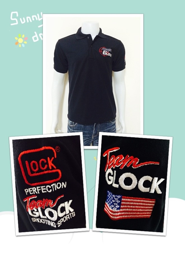 เสื้อโปโลปักปืน GLOCK สีดำ