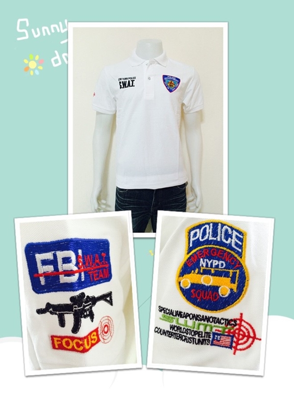 เสื้อโปโลปัก S.W.A.T. สีขาว