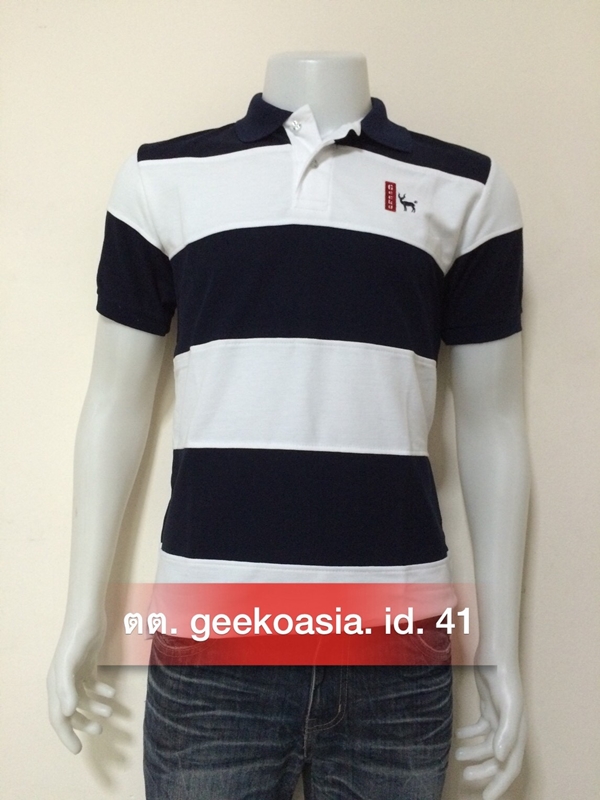 เสื้อโปโลชายตัดต่อ กรมดำ ขาว   