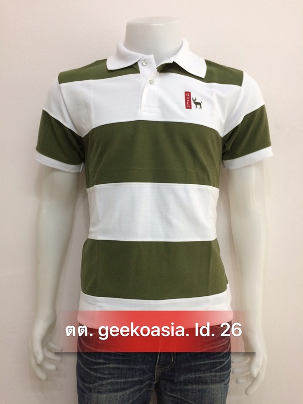 เสื้อโปโลชายตัดต่อ ขี้ม้า ขาว     