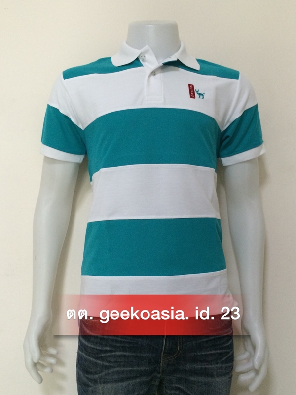 เสื้อโปโลชายตัดต่อ เขียว ขาว    