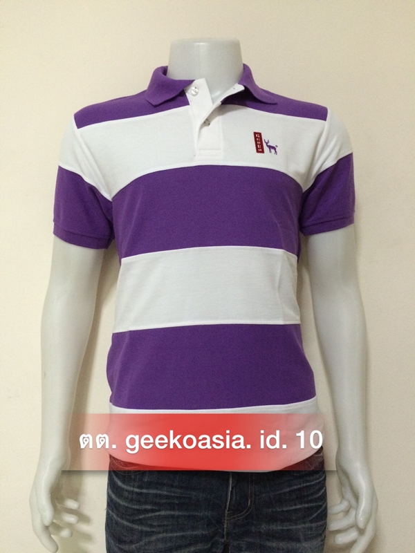 เสื้อโปโลชายตัดต่อ ม่วงกลาง 