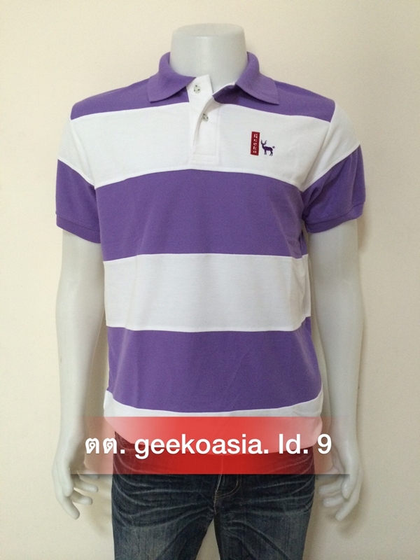 เสื้อโปโลชายตัดต่อ ม่วงอ่อน 