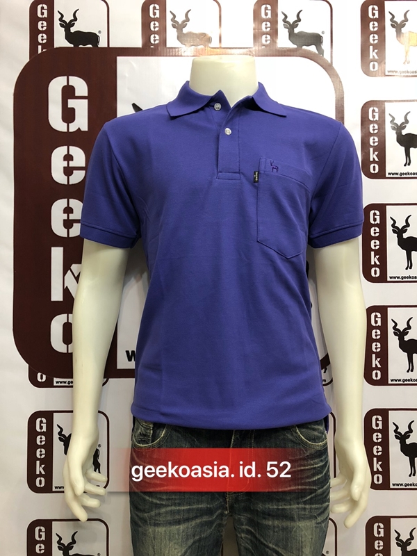 เสื้อโปโลสีพื้นชาย น้ำเงินอมม่วง id.52