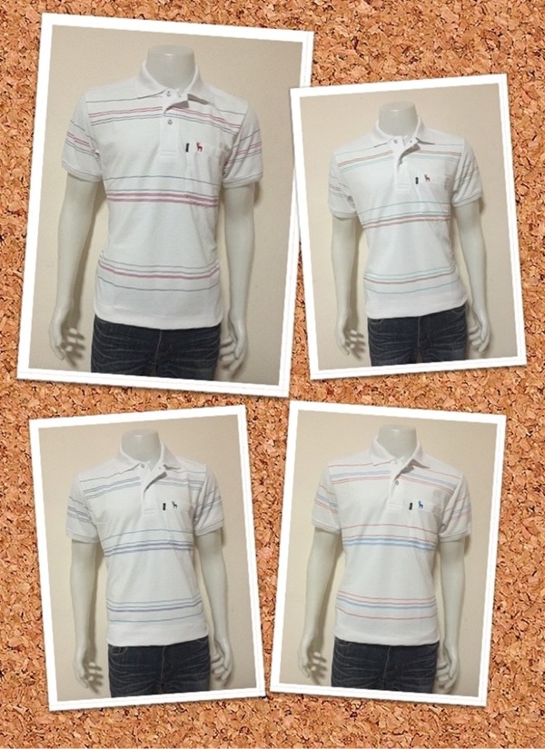 เสื้อโปโลขาวพิมพ์ลาย