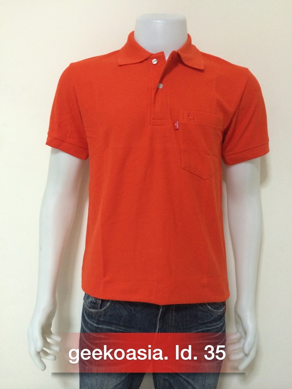 เสื้อโปโลสีพื้นชาย ส้มออเร้นท์ id.35