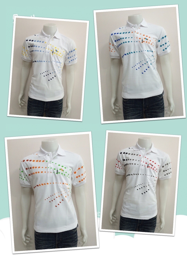 เสื้อโปโลขาวพิมพ์ลาย