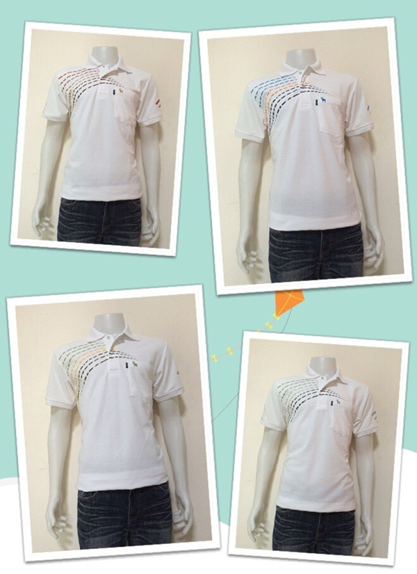 เสื้อโปโลขาวพิมพ์ลาย