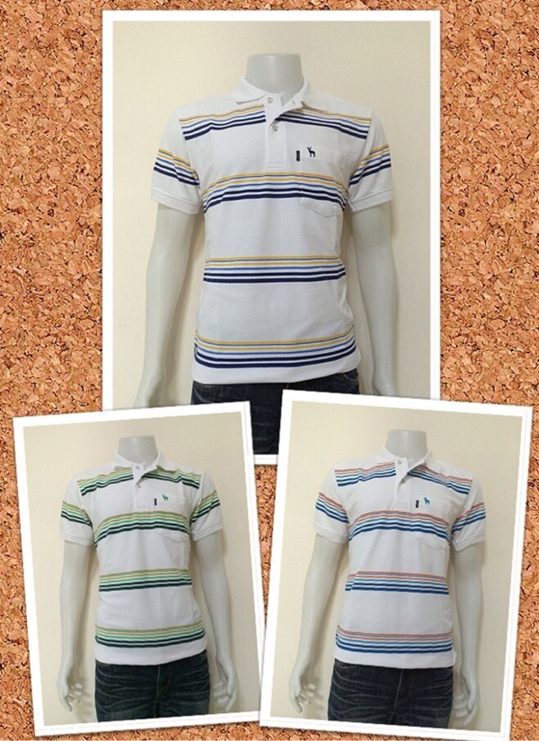 เสื้อโปโลขาวพิมพ์ลาย