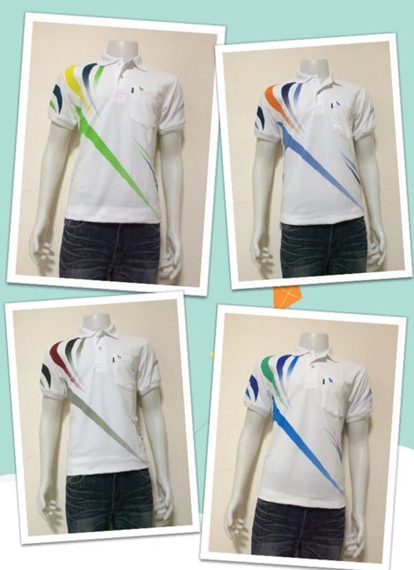 เสื้อโปโลขาวพิมพ์ลาย