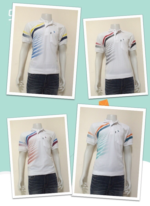 เสื้อโปโลขาวพิมพ์ลาย