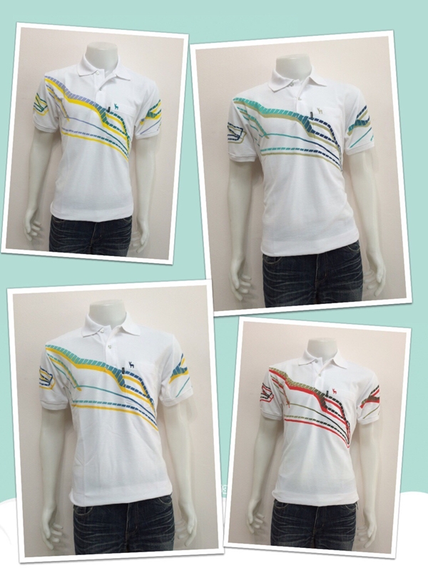 เสื้อโปโลขาวพิมพ์ลาย