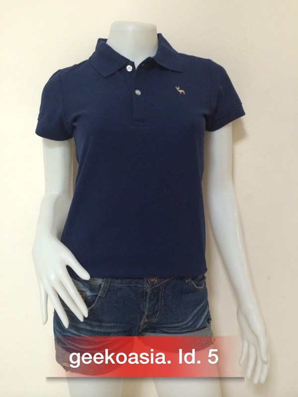 เสื้อโปโลสีพื้นหญิง น้ำเงิน