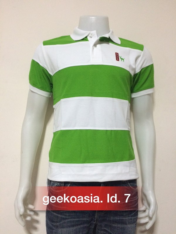 เสื้อโปโลชายตัดต่อ เขียว ขาว