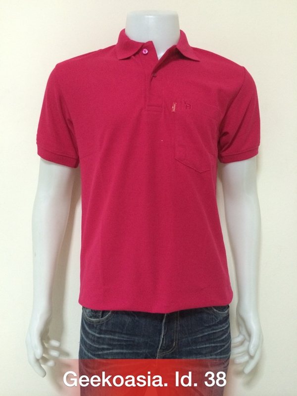 เสื้อโปโลสีพื้นชาย บานเย็นเข้ม id.38
