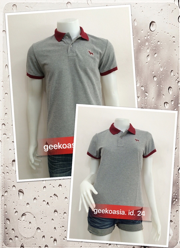 เสื้อโปโลปกสีเทาท็อป 