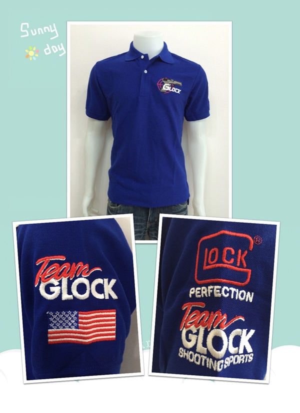 เสื้อโปโลปักปืนGLOCKน้ำเงิน