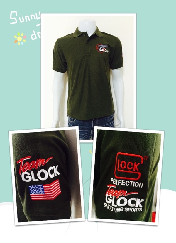 เสื้อโปโลปักปืน GLOCK สีขี้ม้า 