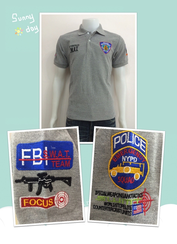 เสื้อโปโลปัก S.W.A.T สีเทา 