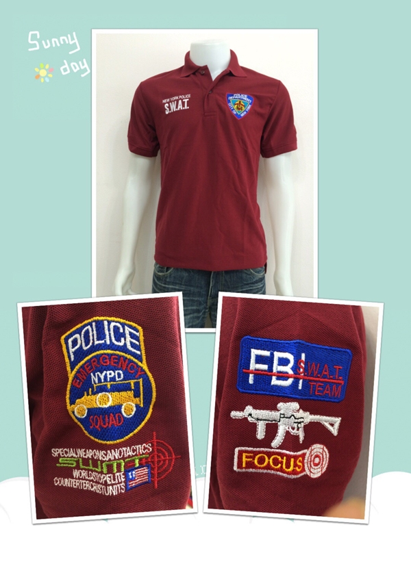 เสื้อโปโลปักS.W.A.T.เลือดหมู 
