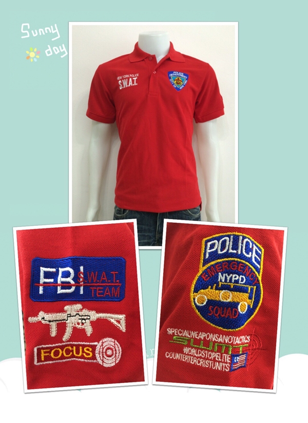 เสื้อโปโลปัก S.W.A.T. สีแดง 