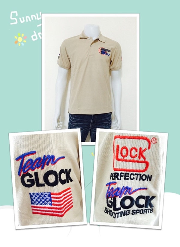เสื้อโปโลปักปืน GLOCK สีกากี 