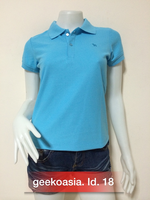 เสื้อโปโลสีพื้นหญิง ฟ้าอ่อน