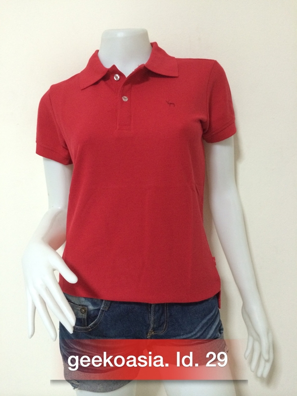 เสื้อโปโลสีพื้นหญิง แดงสด