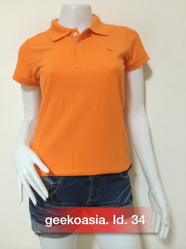 เสื้อโปโลสีพื้นหญิง ส้มอ่อน  