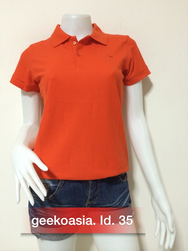เสื้อโปโลสีพื้นหญิง ส้มแสด 