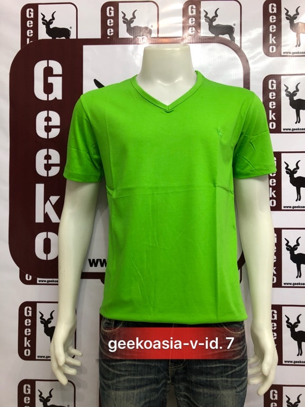 เสื้อยืดคอวีสีเขียวมะนาว