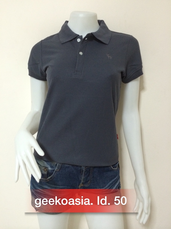 เสื้อโปโลสีพื้นหญิง เทาดำ  