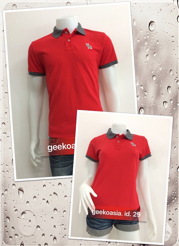 เสื้อโปโลปกสี แดง