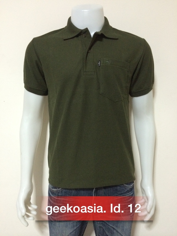 เสื้อโปโลสีพื้นชาย เขียวขี้ม้า