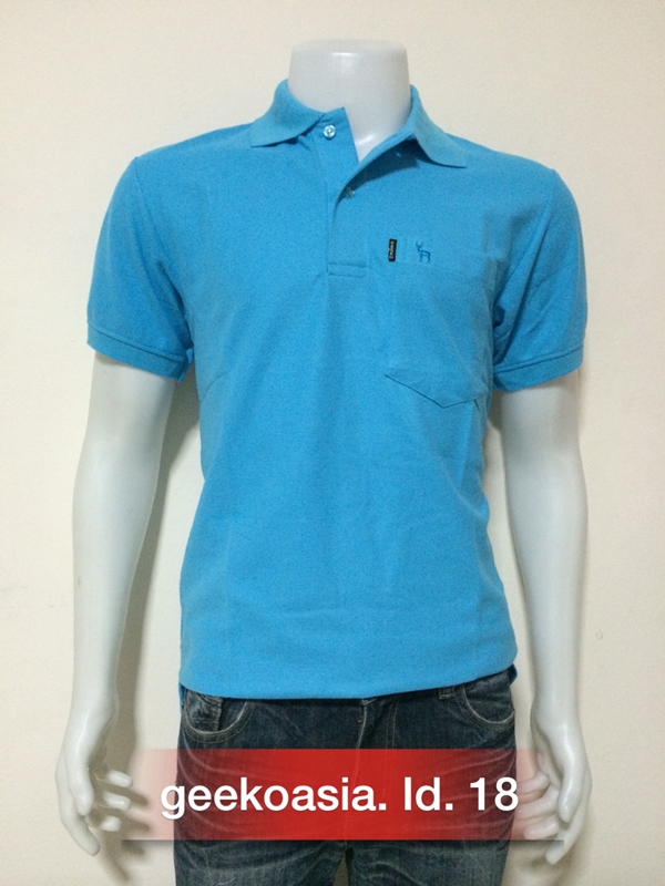 เสื้อโปโลสีพื้นชาย ฟ้าทะเล id.18