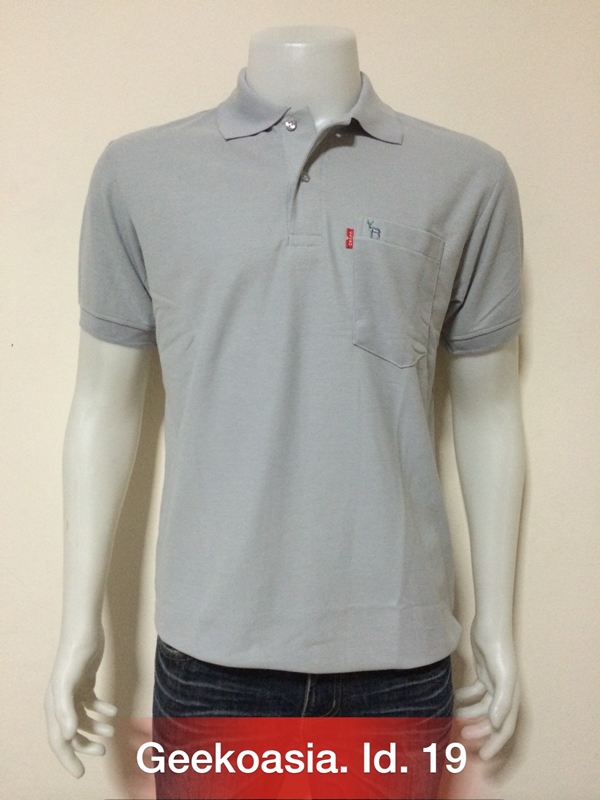เสื้อโปโลสีพื้นชาย เทาอ่อน id.19