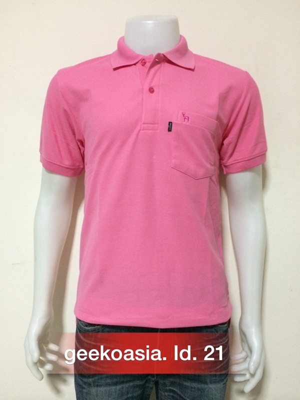 เสื้อโปโลสีพื้นชาย ชมพู id.21