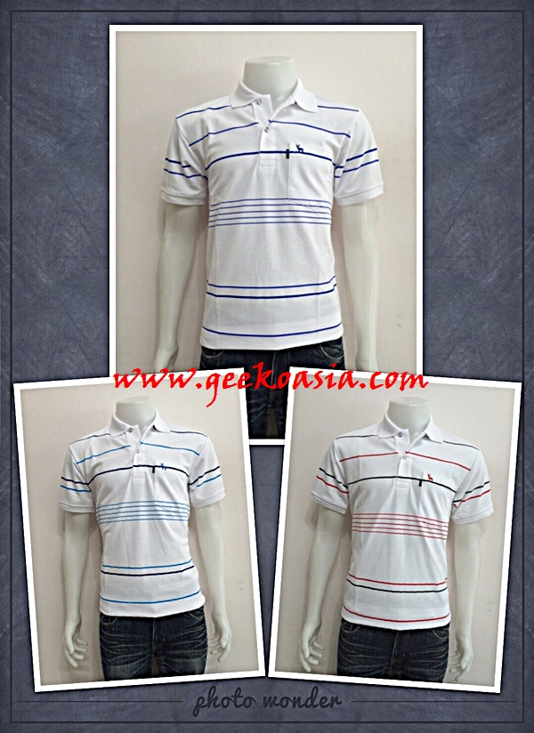 เสื้อโปโลขาวพิมพ์ลาย 