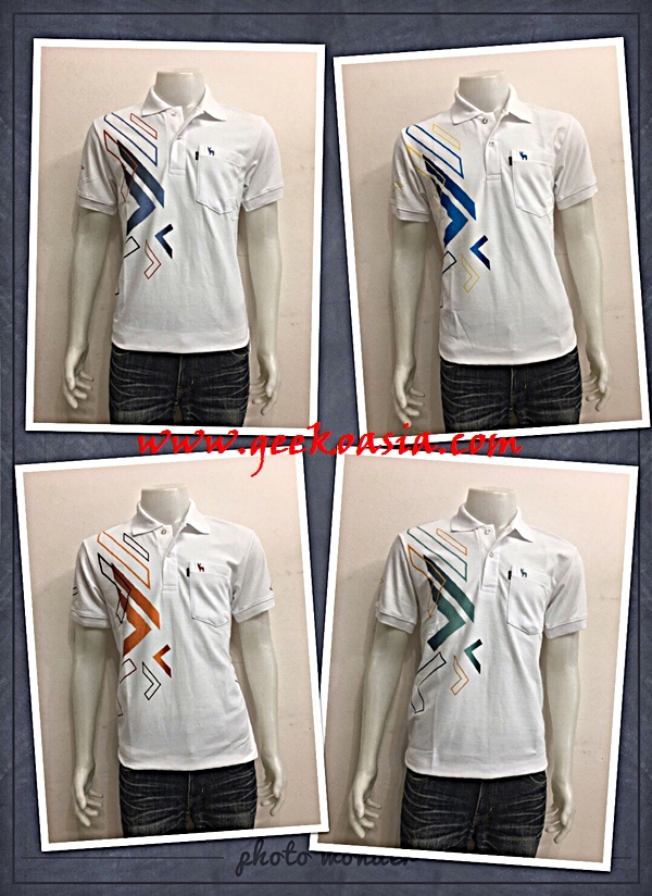 เสื้อโปโลขาวพิมพ์ลาย 