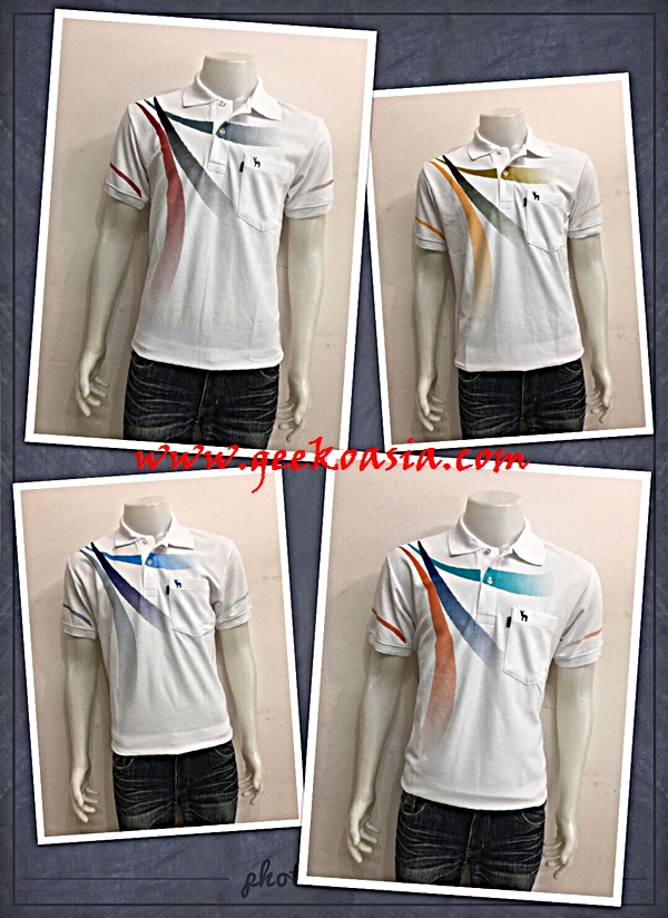 เสื้อโปโลขาวพิมพ์ลาย 