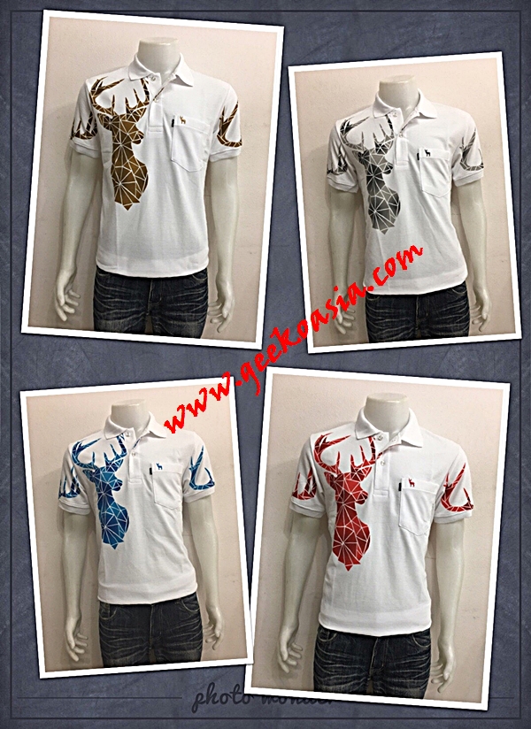 เสื้อโปโลขาวพิมพ์ลาย 
