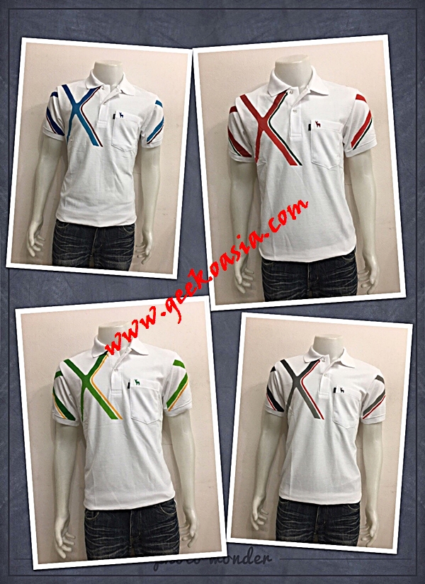 เสื้อโปโลขาวพิมพ์ลาย 