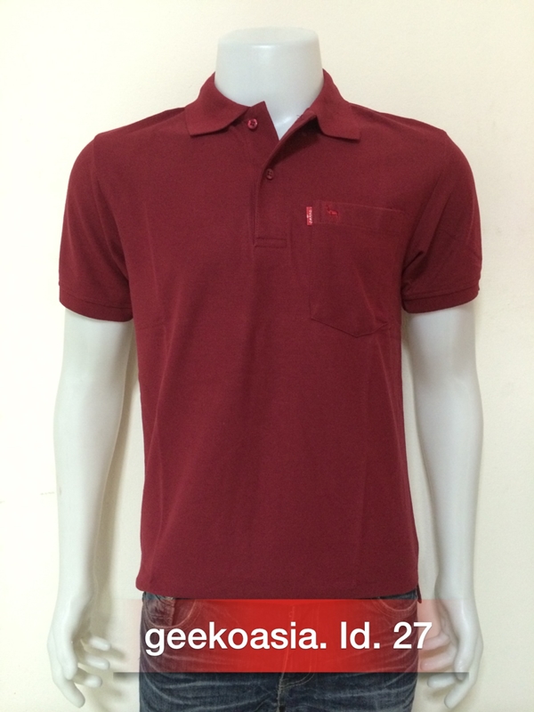 เสื้อโปโลสีพื้นชาย เลือดหมู id.27
