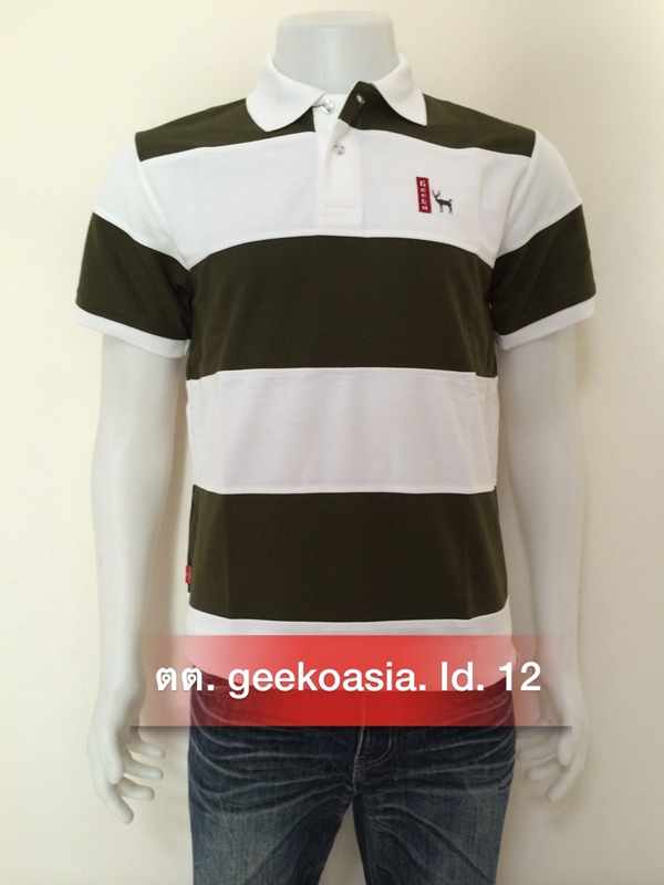 เสื้อโปโลตัดต่อสีเขียวขี้ม้า