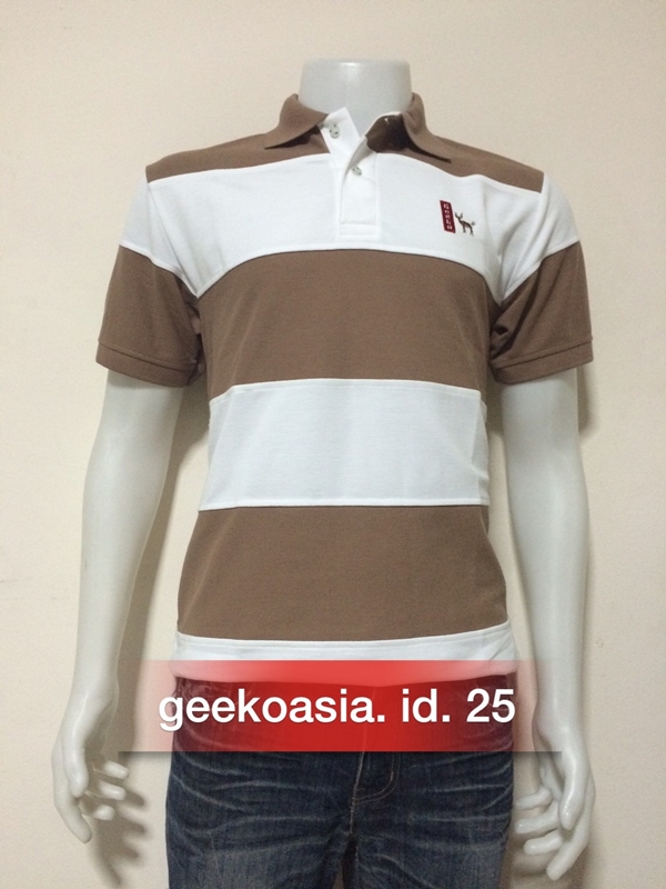เสื้อโปโลตัดต่อชายสีน้ำตาล
