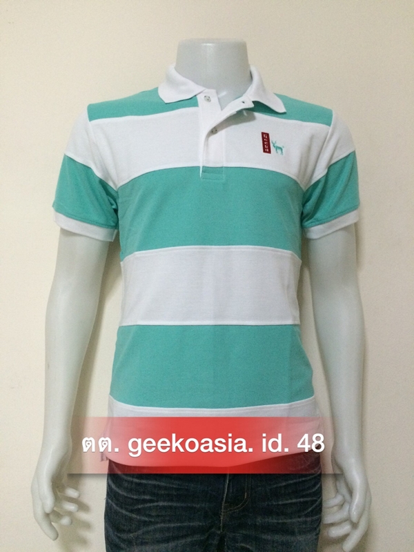 เสื้อโปโลตัดต่อชายสีเขียวมิ้น