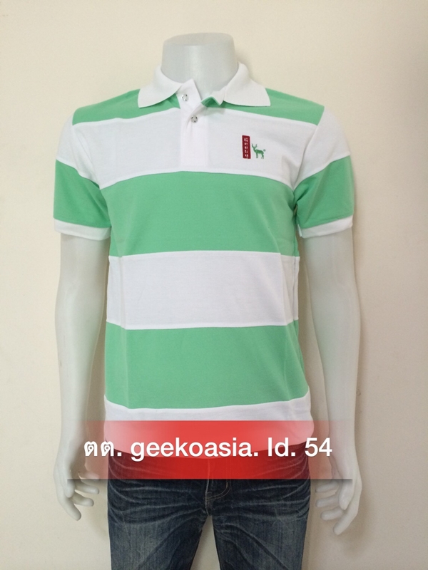 เสื้อโปโลตัดต่อชายสีเขียวมิ้น