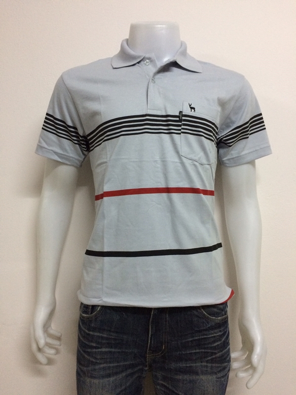 เสื้อโปโล cotton สีเทาอ่อน