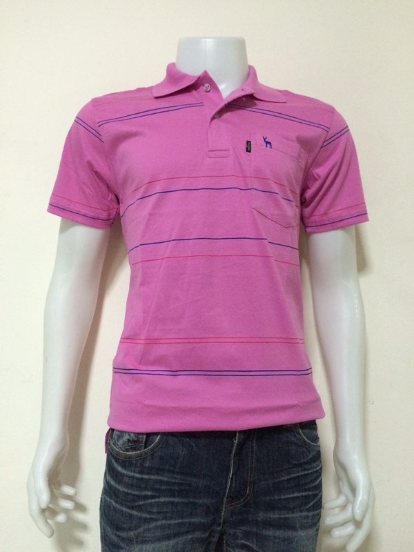 เสื้อโปโลcotton สีชมพูอมม่วง
